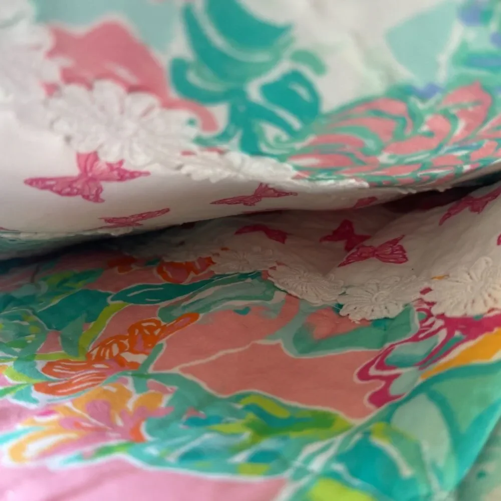 Pottery Barn Kids Lilly Pulitzer Patchwork Border Quilt Twin Size 100% Cotton